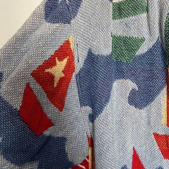 Painted Pony Tapestry Sail Boat Nautical Button Jacket M/L Blue Coastal Cottage - Picture 4 of 6